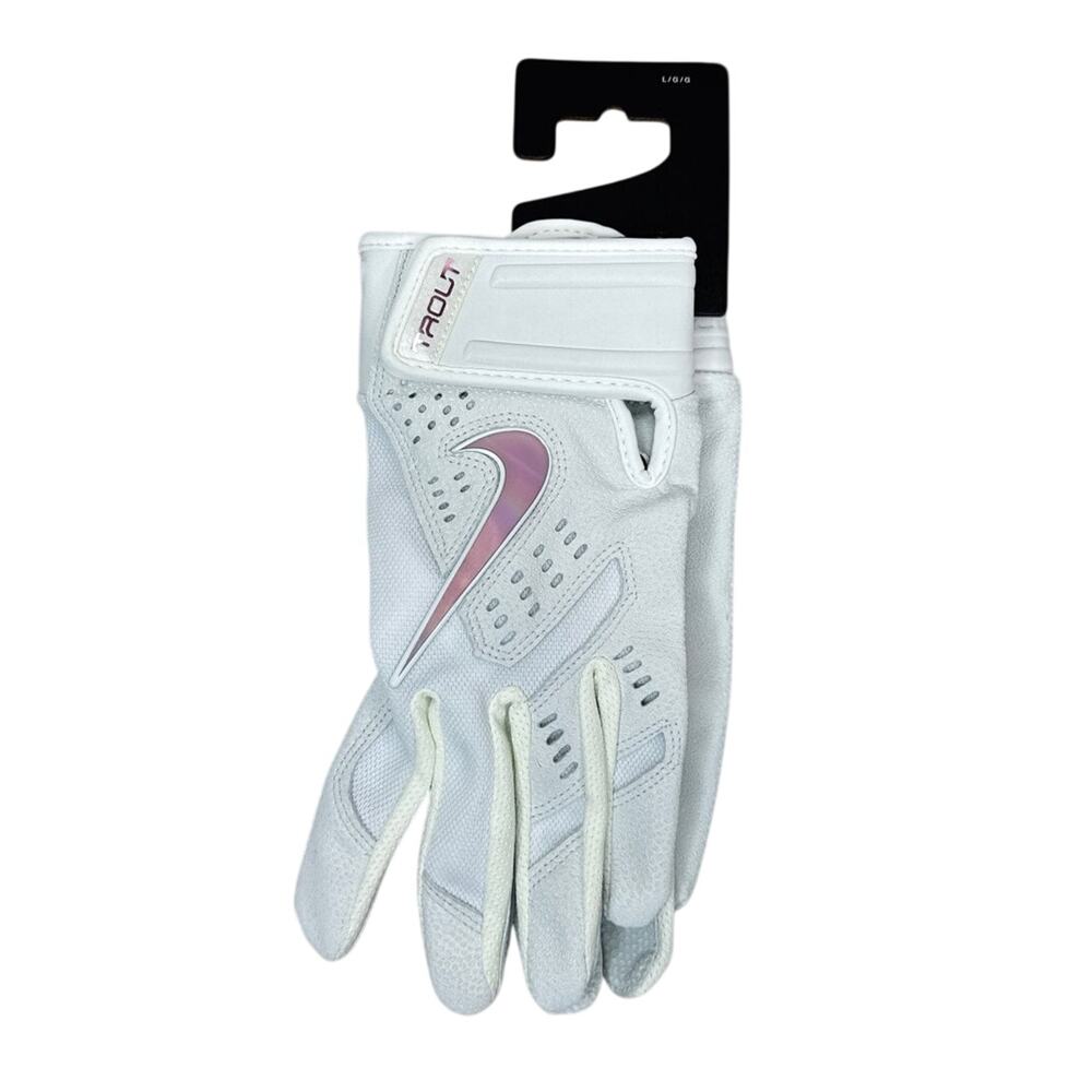 NWT Nike Trout 2.0 Baseball Batting Gloves White Iridescent Adult Size Large - Picture 4 of 8